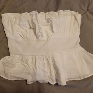 Cute white strapless top, large, worn once